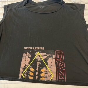 All Saints graphic black boxy tee large